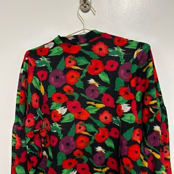 Zara Collection Multicolored Floral Balloon Sleeve Blouse Size S Fairy Boho - Picture 8 of 12